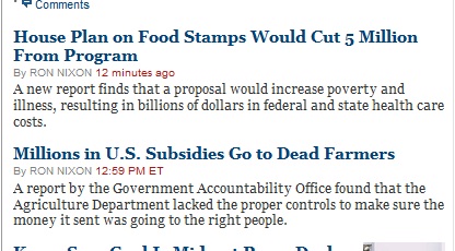 NY Times on the Farm Bill